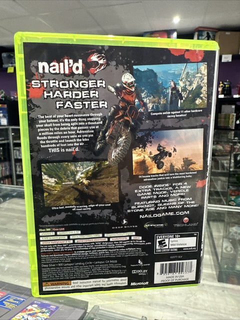 Nail'd (Microsoft Xbox 360, 2010) Tested *Cover Art Water Damage*