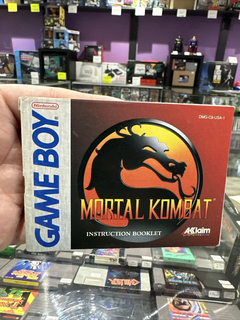 Mortal Kombat + Manual (Nintendo Game Boy, 1993) Authentic GB Tested!