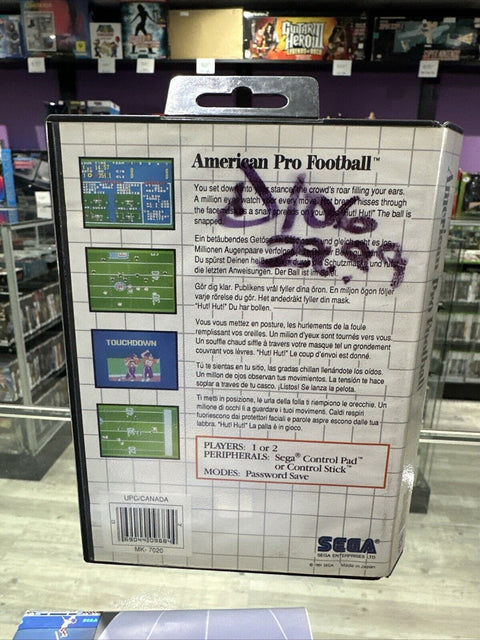 American Pro Football Sega Master System SMS w/ Box + Poster - Tested!