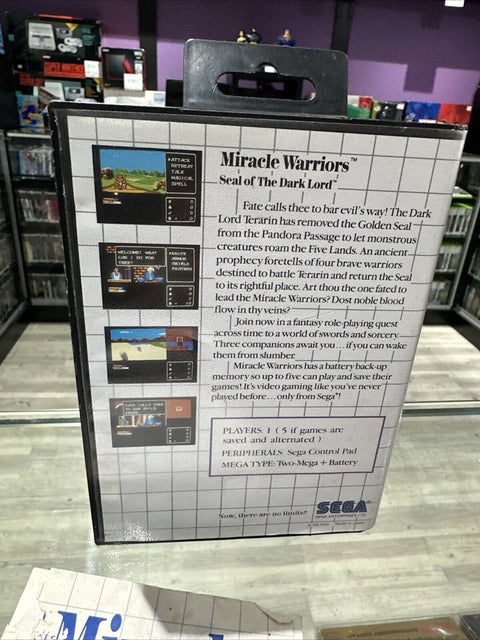 Miracle Warriors: Seal of the Dark Lord (Sega Master System) SMS CIB Complete