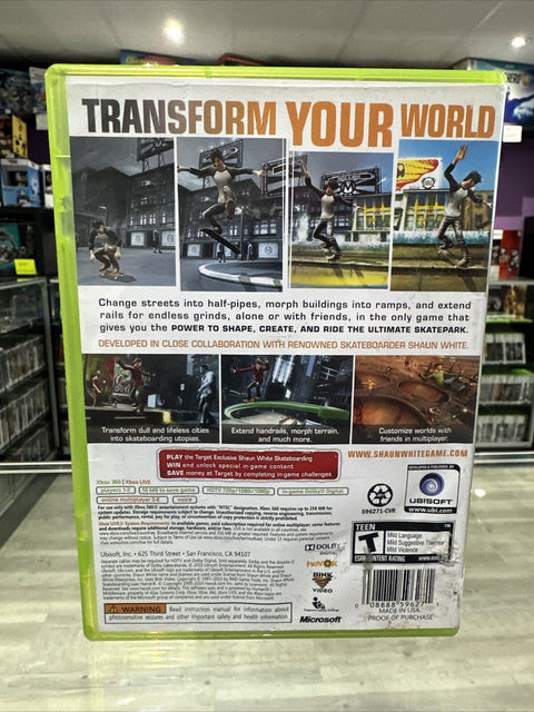 Shaun White Skateboarding (Microsoft Xbox 360, 2010) Tested!