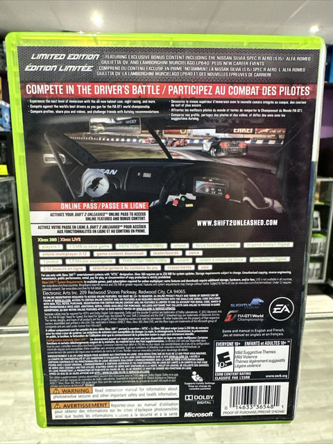 Shift 2 Unleashed Limited Edition - MicrosoftXbox 360 CIB Complete Tested!