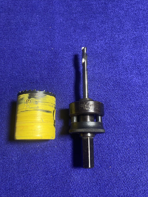 Starrett No. A2 Hole Saw Arbor Hex Shank w/ Pilot Drill + 19/16” Hole Saw Bit