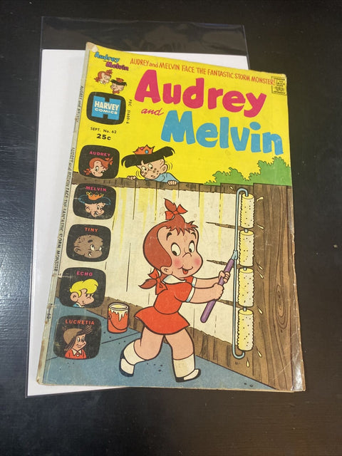 Audrey And Melvin No. #62 1974 - Harvey Comics - w/ Board + Bag!
