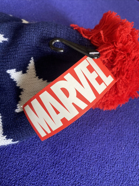 NEW! Captain America Winter Knitted Hat Beanie Toque w/ Pom Pom - NWT w/ Tag