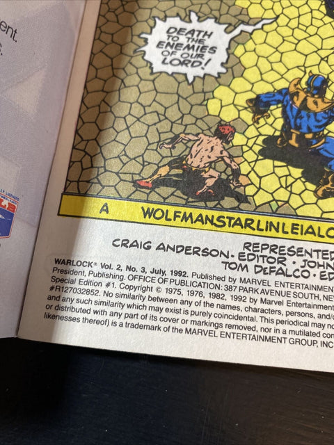 Warlock Vs. The Magus No. # 3 1992 - Marvel Comics Thanos Appearance!