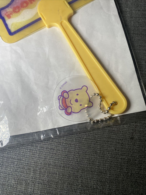 NEW! Official Disney Hong Kong Winnie The Pooh Hand Fan Uchiwa w/ Key Chain 11”