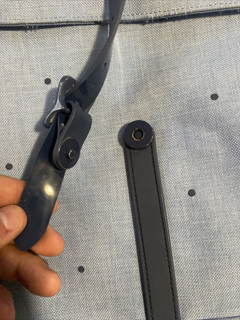 Hershel Baby Blue Square Backpack Red Stripe Interior Magnet Close Adj Straps