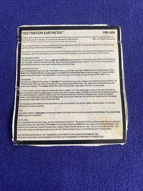 Destination Earthstar (Nintendo NES, 1990) In Box, No Manual - Tested!