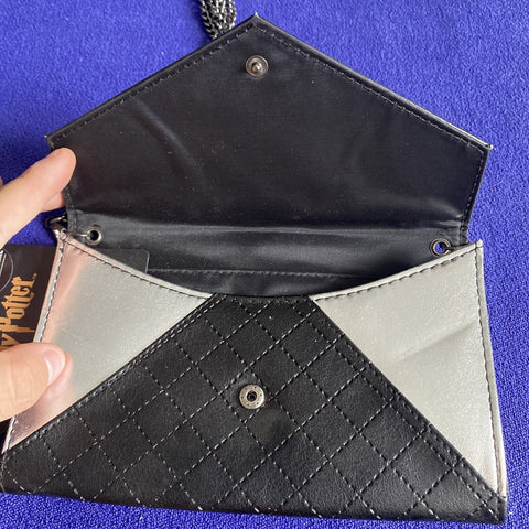 NEW! Harry Potter Deathly Hallows Faux Leather Purse Wallet + Chain Button Close
