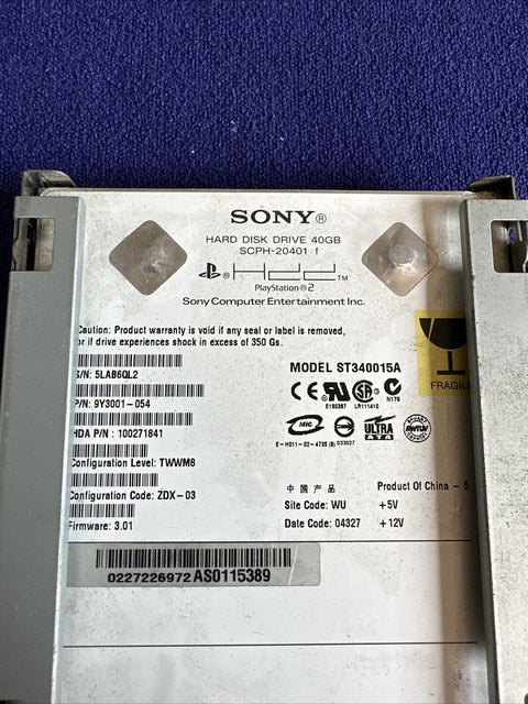Sony PlayStation 2 Hard Disk Drive 40GB OEM SCPH-20401 Official HDD