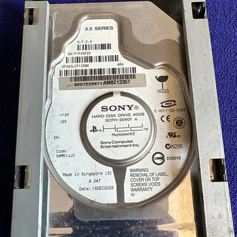 Sony PlayStation 2 Hard Disk Drive 40GB OEM SCPH-20401 Official HDD - Untested