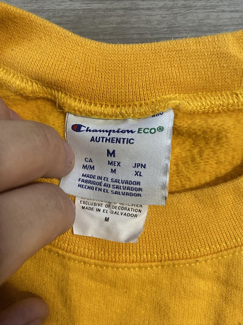 Champion Sweater Womens Medium Yellow Ladies Pullover Crewneck - Size M