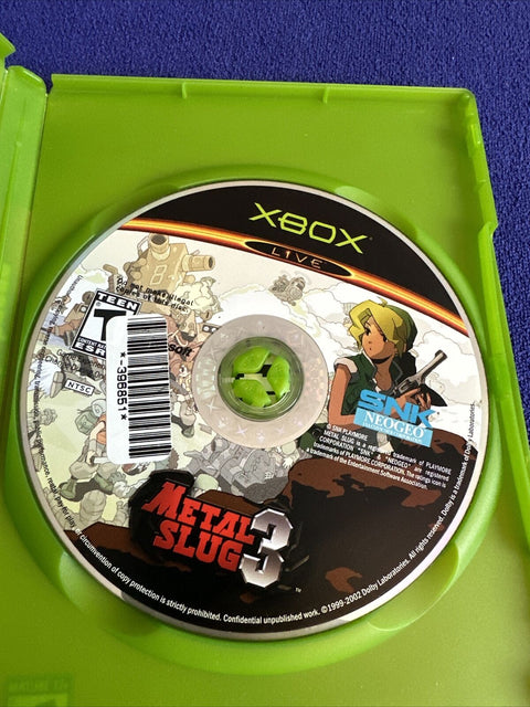 Metal Slug 3 (Microsoft Original Xbox, 2004) Disc Only - Tested!