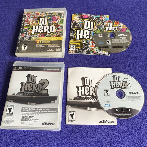 DJ Hero 1 + 2 PS3 Lot (Sony PlayStation 3, 2010) Complete - Tested!