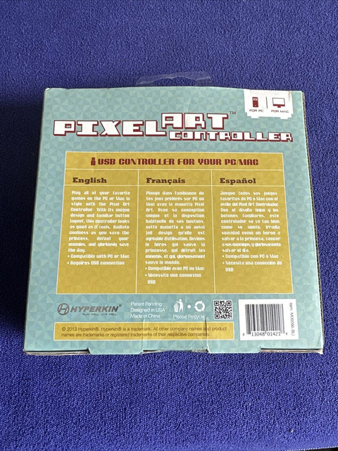 NEW! Hyperkin Pixel Art Usb Controller For PC / Mac Blue + Red - Factory Sealed