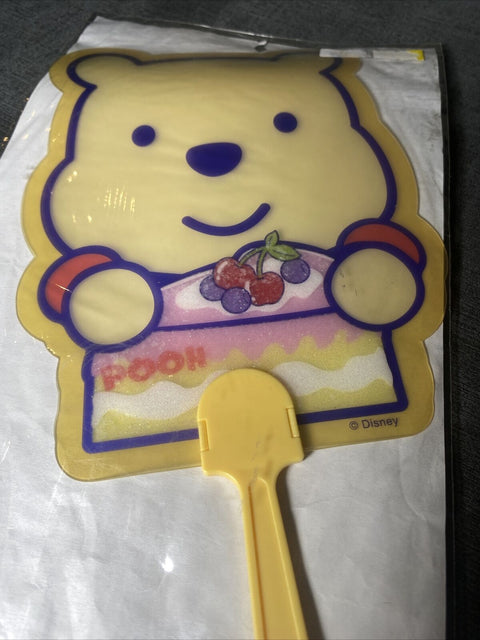 NEW! Official Disney Hong Kong Winnie The Pooh Hand Fan Uchiwa w/ Key Chain 11”