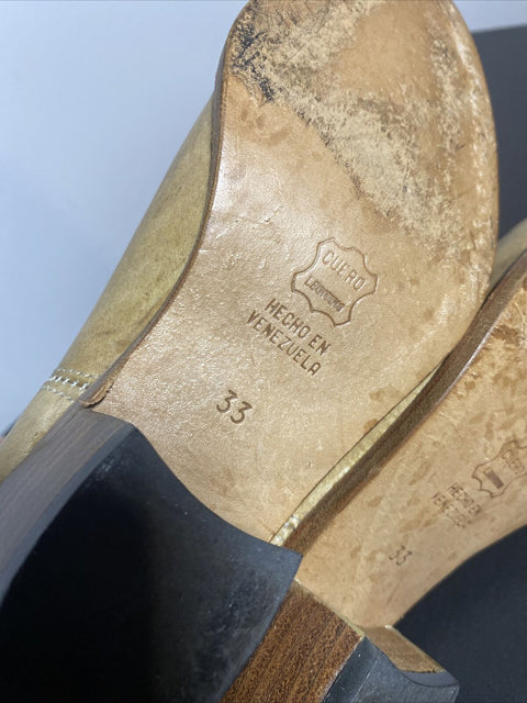 Kids Authentic Leather Cuero Cowboy Boots Size 2Y 33 From Venezuela - Great!