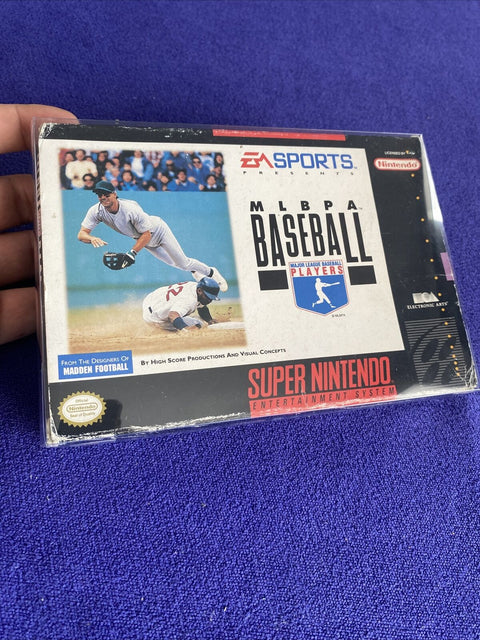MLBPA Baseball (Super Nintendo, SNES) w/ Manual + Protector - Tested!