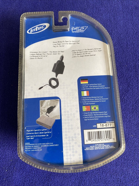 NEW! Intec Portable Car Adapter for PS2 On The Road Charging Sealed - Sealed!
