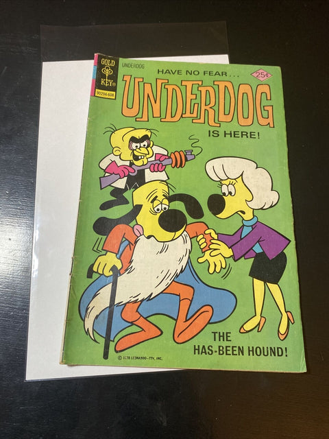 Underdog No. # 8 1976 - Gold Key Comics - w/ Board + Bag!