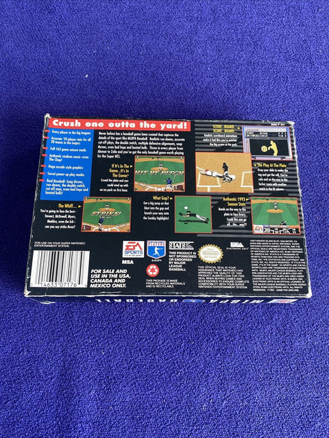MLBPA Baseball (Super Nintendo, SNES) w/ Manual + Protector - Tested!