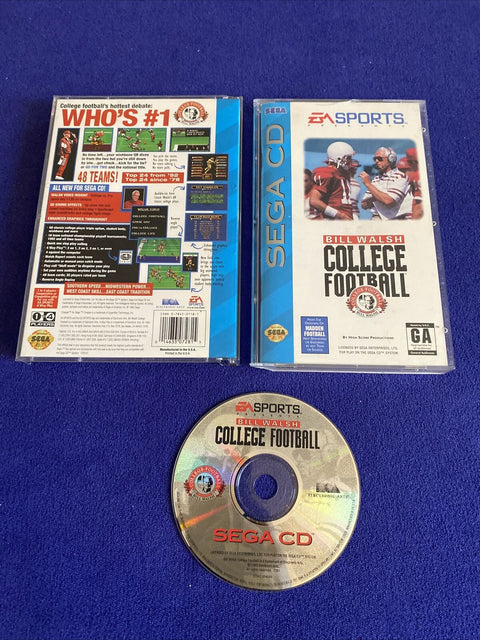 Bill Walsh College Football (Sega CD, 1993) Complete Tested - Case Damage