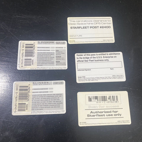 1993 Star Trek OPS, Access Key Card, Bridge Pass, Enterprise Pass, Lot of 5