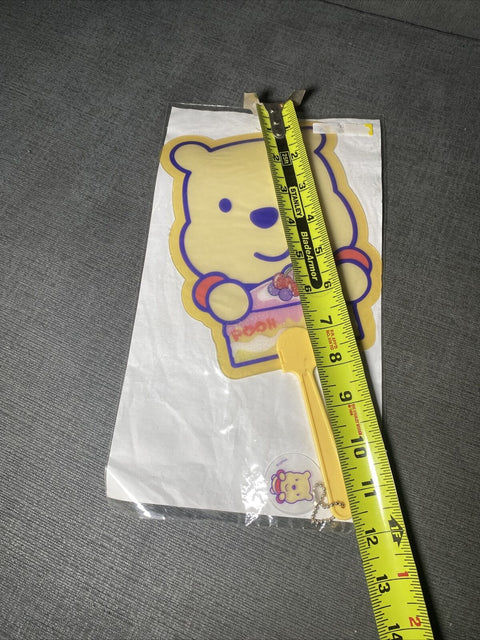 NEW! Official Disney Hong Kong Winnie The Pooh Hand Fan Uchiwa w/ Key Chain 11”