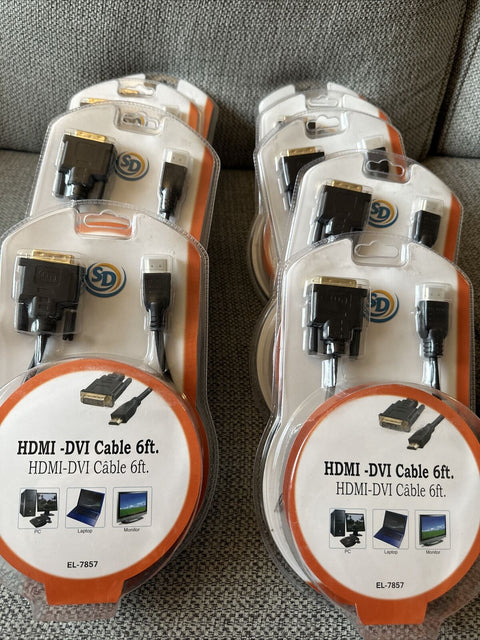 10x HDMI To DVI Cable Lot 6 Ft - Brand New Factory Sealed