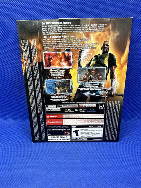 *PROMO* inFamous 2 (Sony PlayStation 3, 2011) PS3 NFR w/ Cardboard Sleeve Tested