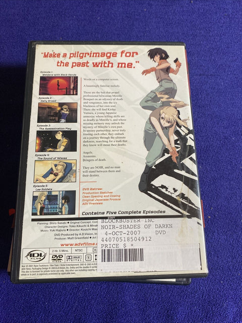 Noir DVD Lot - Volume 1 2 3 + 5 (DVD, 2003) Region 1 Anime