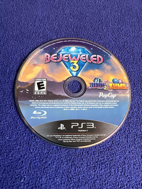 Bejeweled 3 (Sony PlayStation 3, 2011) PS3 CIB Complete w/ Slip Cover - Tested