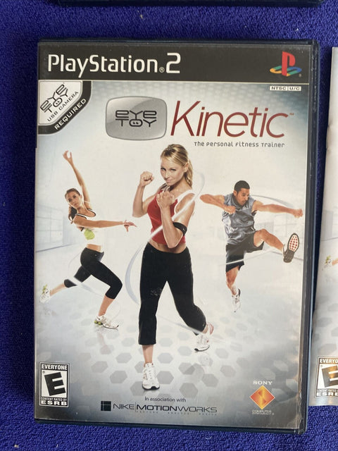 EyeToy PS2 Lot Of 3 Games + Lens - Kintetic Groove + Play Playstation 2 Tested!
