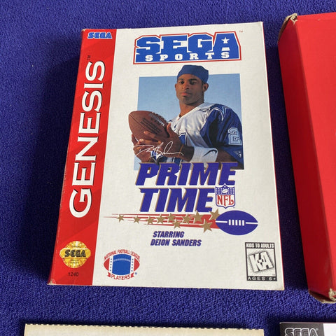Prime Time NFL Starring Deion Sanders (Sega Genesis) Cardboard Complete Tested!