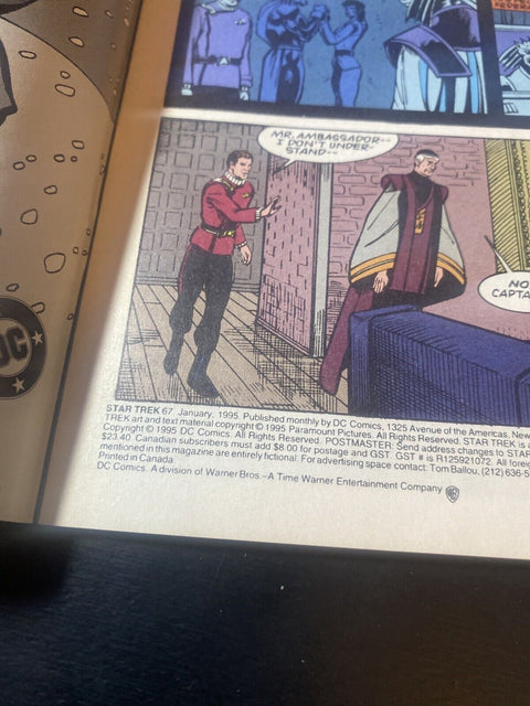 Star Trek No. #67 Quality Of Mercy 1995 - DC Comics Direct Sales, w/ Board + Bag