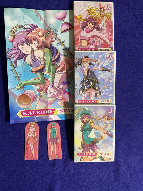 Kaleido Star Lot w/ Poster + Figures - Vol. 1-3 Stage 1 2 3 (DVD) Region 1 Anime