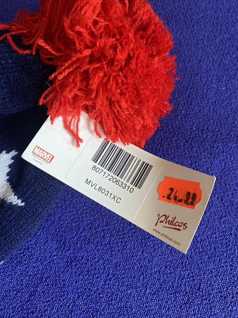 NEW! Captain America Winter Knitted Hat Beanie Toque w/ Pom Pom - NWT w/ Tag