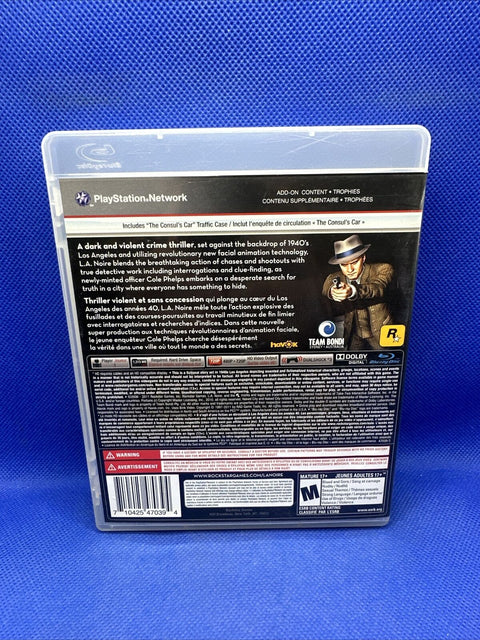 L.A. Noire (Sony PlayStation 3, 2011) PS3 CIB Complete - Tested!
