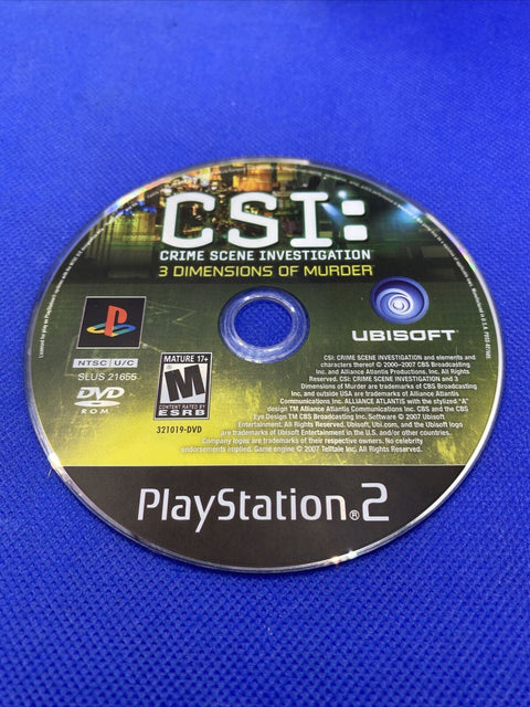 CSI Crime Scene Investigation 3 Dimensions of Murder PlayStation 2 PS2 Complete
