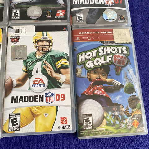 Sony PSP Lot of 8 Games - MLB, Tiger Woods, Madden, Hot Shots - Tested