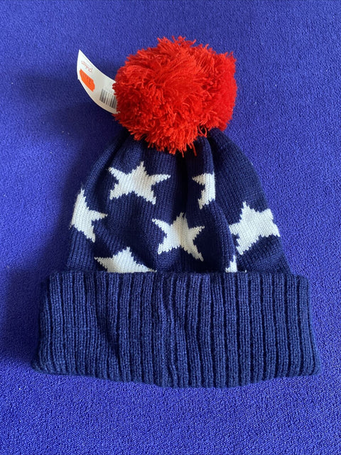 NEW! Captain America Winter Knitted Hat Beanie Toque w/ Pom Pom - NWT w/ Tag