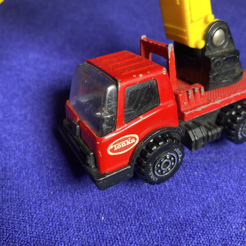 Vintage Red Tonka Truck w/ Yellow Picker Boom Bucket - Toy Car 1970s