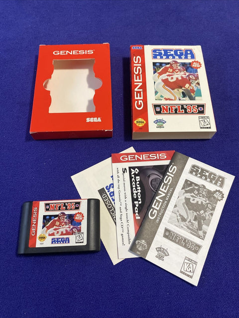 NFL '95 (Sega Genesis, 1994) Cardboard - Authentic CIB Complete - Tested!