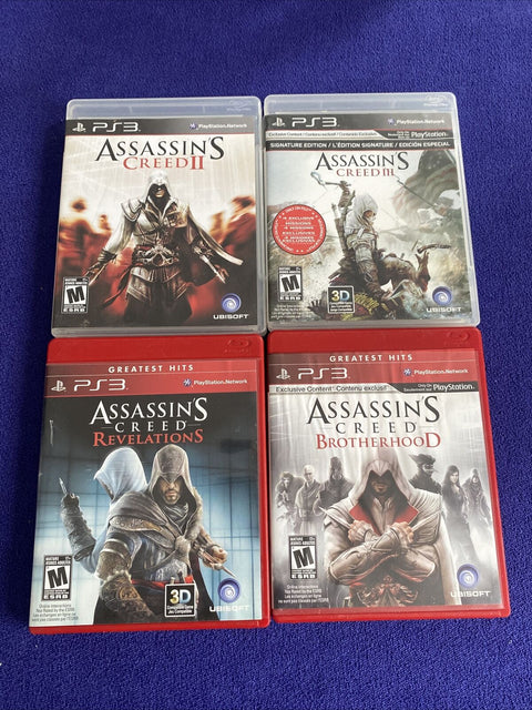 Assassin's Creed PS3 Lot 2, 3, Brotherhood, Revelations (PlayStation 3) Complete