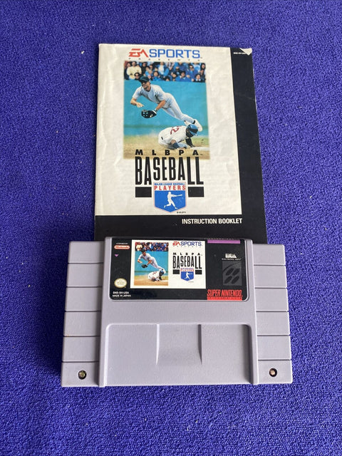 MLBPA Baseball (Super Nintendo, SNES) w/ Manual + Protector - Tested!
