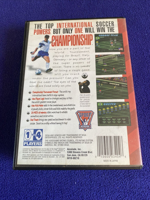Pele II 2 World Tournament Soccer (Sega Genesis) Authentic CIB Complete Tested!