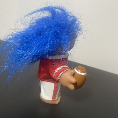 The Original Good Luck Troll Play Along Toys, Blue Hair Red Football Outfit 2005