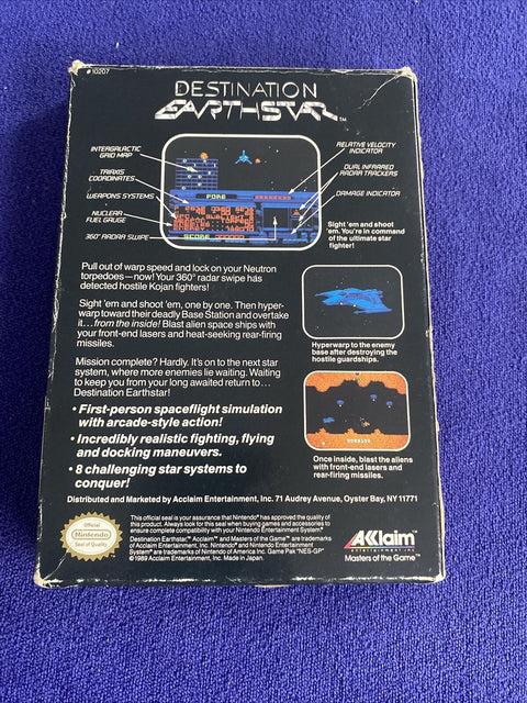 Destination Earthstar (Nintendo NES, 1990) In Box, No Manual - Tested!