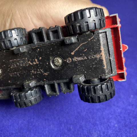 Vintage Red Tonka Truck w/ Yellow Picker Boom Bucket - Toy Car 1970s